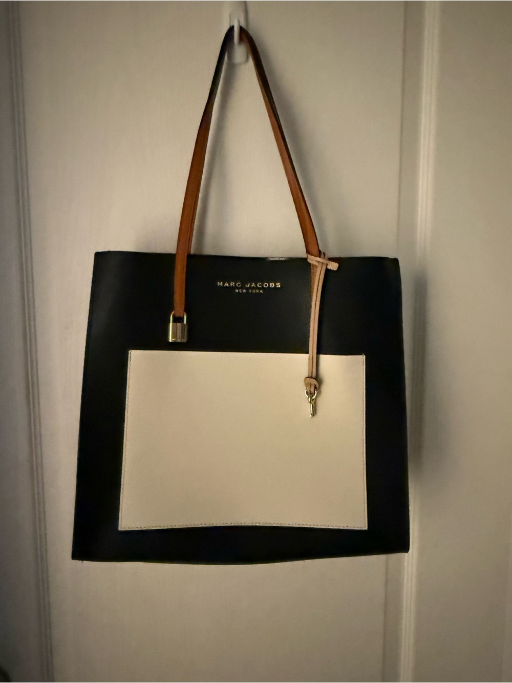 Marc Jacobs Black, Cream & Tan Leather Tote